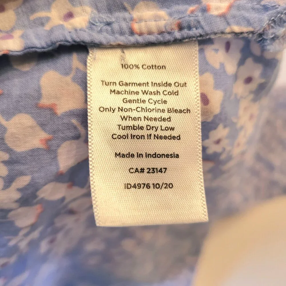 Womens Talbots LS Lightweight Spring Summer Blue Floral Coastal Top Blouse Sz 1X - Picture 9 of 10